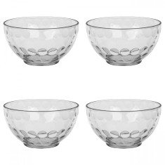 Set boluri, 4 piese, 350 ml, Plastic, Transparent