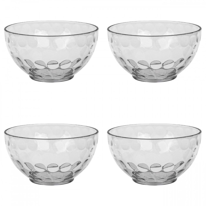 Set boluri, 4 piese, 350 ml, Plastic, Transparent