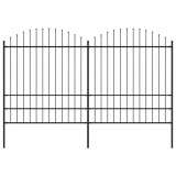 vidaXL Gard de grădină cu v&acirc;rf suliță, negru, 3,4 m, oțel