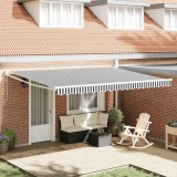 Copertina Retractabila Terasa/Balcon vidaXL, 4.5x3m, Antracit/Alb, Aluminiu, Protectie UV, Montare pe Perete