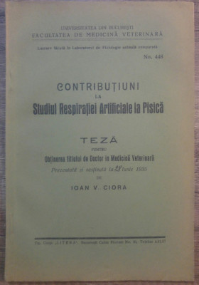 Studiul respiratiei artificiale la pisica/ 1935 foto