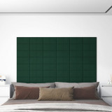 Panouri de perete 12 buc. verde &icirc;nchis 30x15 cm textil 0,54 m&sup2; GartenMobel Dekor, vidaXL