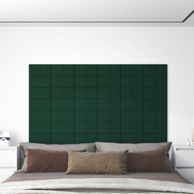 vidaXL Panouri de perete 12 buc. verde &amp;icirc;nchis 30x15 cm textil 0,54 m&amp;sup2; foto