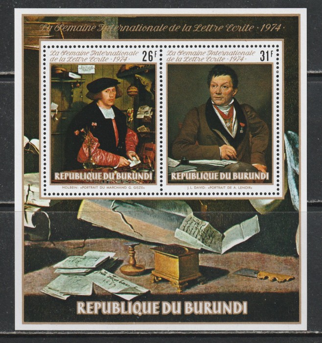 Burundi 1974 - Saptamana Internationala a Scrisorii S/S 1v MNH