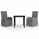 Cumpara ieftin Set de mobilier pentru gradina, cu perne, 3 piese, gri