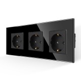 Cumpara ieftin Priza tripla Luxion cu rama din sticla neagra, design modern