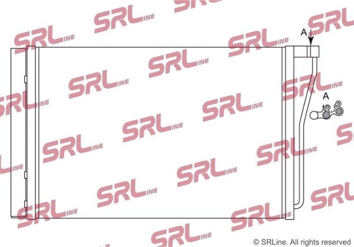 Condensator climatizare AC BMW Seria 5 F10/F11, 6/ Gran Coupe F06/F12/F13, motor: 4.4 V8 T, Condensator cu uscator integrat, 622x400x16, SRLine, miez