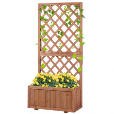 Outsunny Jardiniere din Lemn pentru Grădină cu Spătar pentru Plante Cățărătoare, Suport pentru Flori, Decor Exterior | Aosom Romania