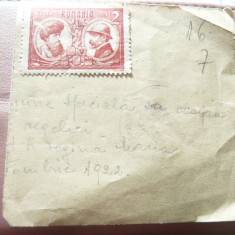 Timbru Romania 1922 Regele Ferdinand si Mihai Viteazul ,val.2lei pe fragment