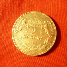 Moneda 2 koroane Ungaria 1912 Fr.Josef argint , cal. XF