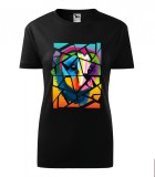 Tricou Personalizat cu Bufnita Abstracta in Culori Neon , Design Geometric Unic
