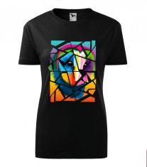 Tricou Personalizat cu Bufnita Abstracta in Culori Neon , Design Geometric Unic