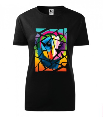Tricou Personalizat cu Bufnita Abstracta in Culori Neon , Design Geometric Unic foto