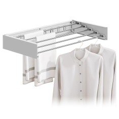 Suport Haine, Flippy, Depozitare si Uscare Rufe, din Aluminiu, Pliabil, Impermeabil, Montare prin Perforare, 100 cm, Alb foto