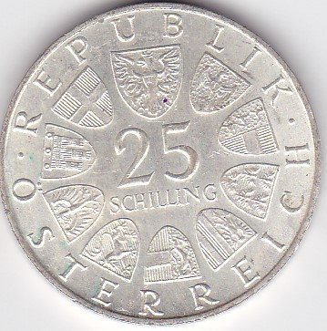 AUSTRIA 25 SCHILLING SILINGI 1973