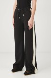 Medicine pantaloni de trening din bumbac femei, culoarea negru, neted