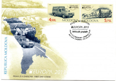 MOLDOVA 2013, FDC, Vehicule postale - EUROPA CEPT foto