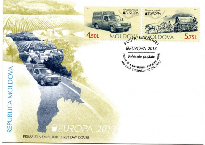 MOLDOVA 2013, FDC, Vehicule postale - EUROPA CEPT