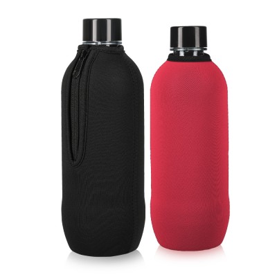 Set 2 Huse Cooler Jacket pentru sticle SodaStream, Kwmobile, Negru/Rosu, Neopren, 58832.01 foto