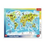 Cumpara ieftin Puzzle Harta Lumii cu animale, 25 piese