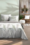 Lenjerie Greta Pat Dublu King Size, 3 Piese, Cearsaf Pilota 260x240cm, 2 Fete De Perna 63&times;63Cm, Culoare Gri Verde, 100% Bumbac Oeko Tex