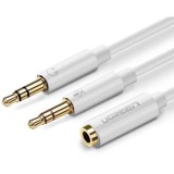 CABLU audio Ugreen, &quot;AV140&quot; stereo 2 x 3.5 mm jack (T) la 3.5 mm jack (M), 0.20 m, conectori auriti, alb &quot;20897&quot; (timbru verde 0.18 lei) - 69573038289