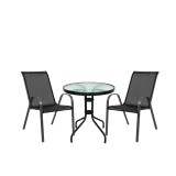 Set mobilier gradina Largo Leziter pentru balcon, Negru, Metal, Sticla, Textil