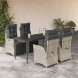 VidaXL Set mobilier de grădină cu perne, 5 piese gri deschis poliratan 3213465