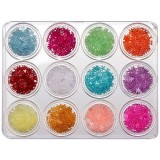 Cumpara ieftin Kit mixt nail art, 12 buc - flori sidefate 5g, INGINAILS