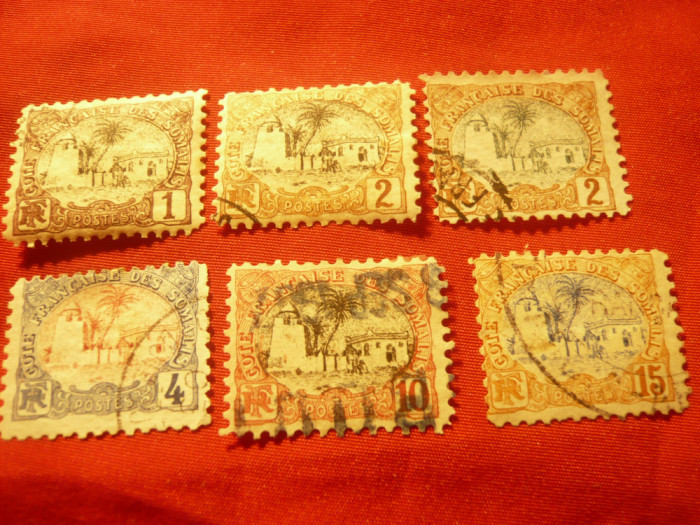 Serie mica Somalia Franceza 1902-1903 , Peisaj , 6 val. stampilate