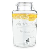 Dozator bauturi sticla Navaris 8L, robinet inox, capac clips, transparent. Universal: apa, limonada, cocktail