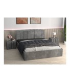 Pat Tapitat Sorin Gri+ Saltea Lux Ortopedica + Noptiere Tapitate 180x200cm