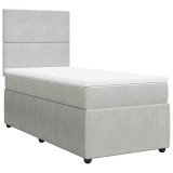 Cumpara ieftin Pat continental cu saltea, gri deschis, 80x200 cm, catifea