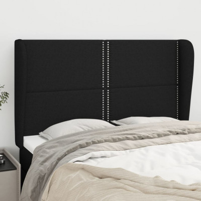 vidaXL Tăblie de pat cu aripioare, negru, 147x23x118/128 cm, textil foto