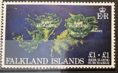 PC418 - FALKLAND ISLANDS 1982 Harta insula, serie MNH, 1v