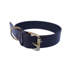 Zgarda pentru caini, piele naturala neagra 70 x 4 cm, ajustabila 49-60 cm