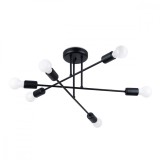 Candelabru Norah Negru Oțel 6 Becuri Neregulate Modern De Interior