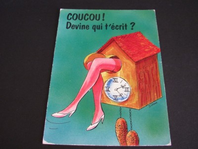 Cucu Ceas, Ilustrație Anii &amp;#039;70 - Carte Poștală Umoristică Vintage Franța foto