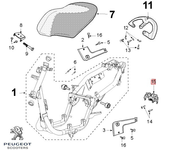 Incuietoare sa originala Peugeot Vivacity 3 L &ndash; Vivacity 3 L Sportline 2T - Vivacity 3L 4T 50cc