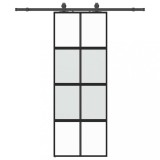 Usa glisanta cu set feronerie neagra 76x205cm sticla securizata