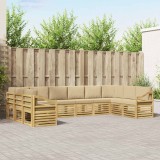 vidaXL Set canapea sectională 10 pcs Alb și Bej 363 x 185,5 x 73 cm 3392603
