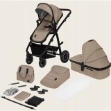 Carucior 2 in 1 Lionelo Amber, bej sand, landou si sport, roti gonflabile, pana la 22 kg