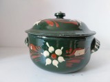 Vas de lut cu capac (Terra Cotta) vintage, Franta, Alsacia, anii 60, rustic