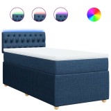 Cumpara ieftin Pat box spring cu saltea, albastru, 90x190 cm, textil