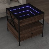 VidaXL Măsuță de cafea cu LED infinity, stejar maro, 50x50x51 cm