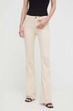 Armani Exchange pantaloni femei, culoarea bej, evazati, high waist