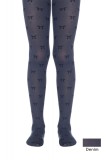 Ciorapi copii groși cu model fundițe și ștrasuri, Samira 50 Den - Denim, 152-158, Conte Elegant