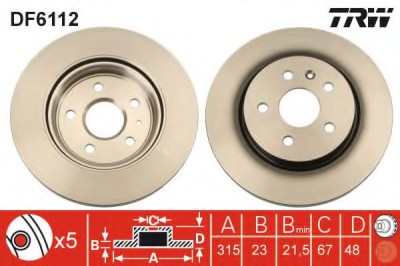 Disc frana SAAB 9-5 (YS3G) (2010 - 2012) TRW DF6112 foto