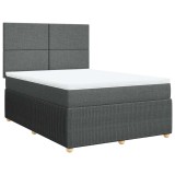 Cumpara ieftin Pat box spring cu saltea, gri inchis, 140x200 cm, textil