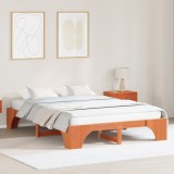 vidaXL Rama de pat din lemn masiv de pin, culoare maro cerat, 140x200 cm